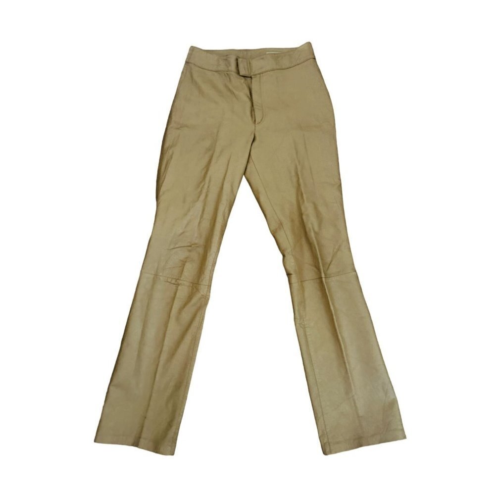Vintage Rem Gordon Faux Leather Pants Beige Strait Cut Size 4 - Picture 5 of 6